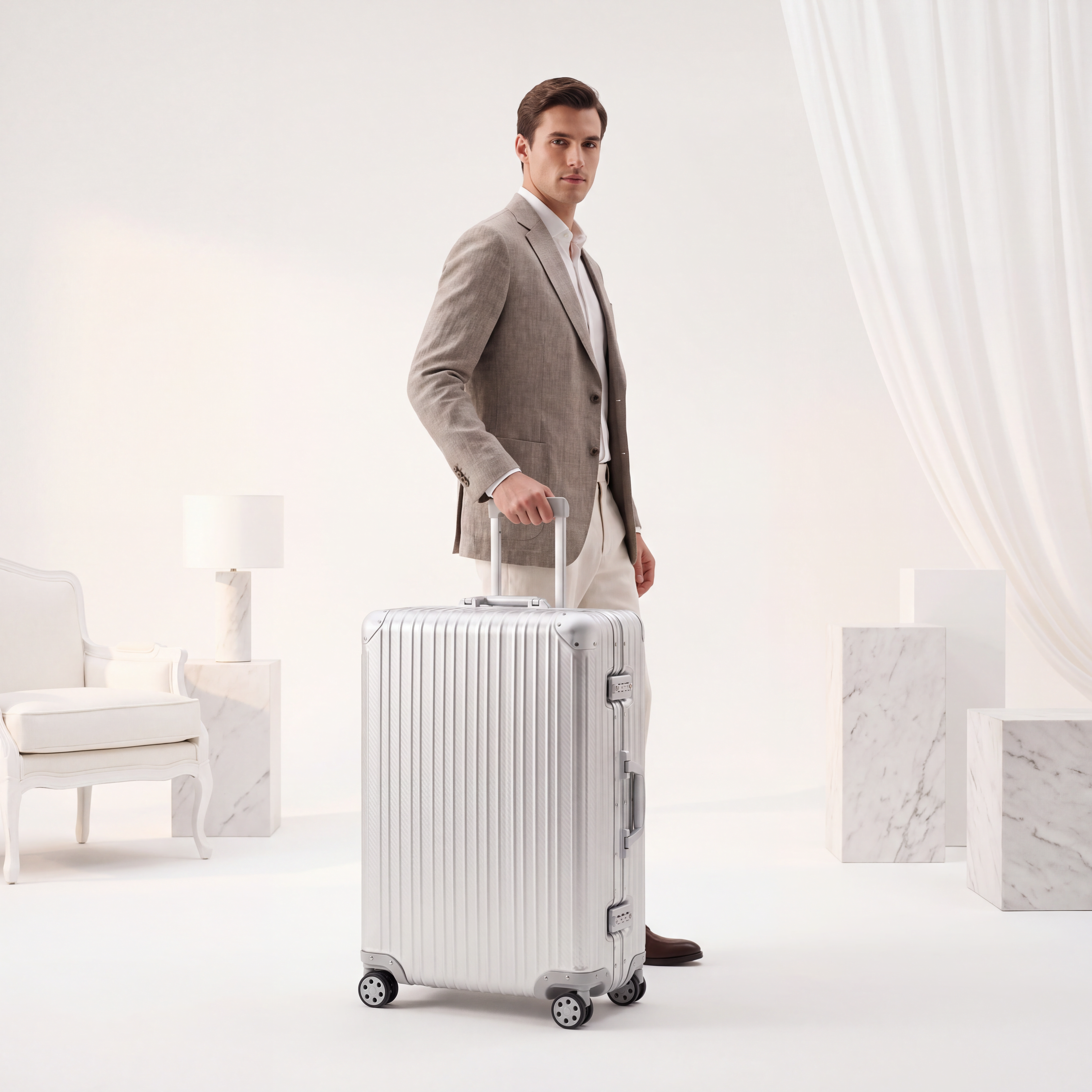The Atlas Aluminium Luggage — Silver